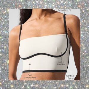 Alo Yoga Airbrush Streamlined Bra Tank in Ivory/Black size S NWT!